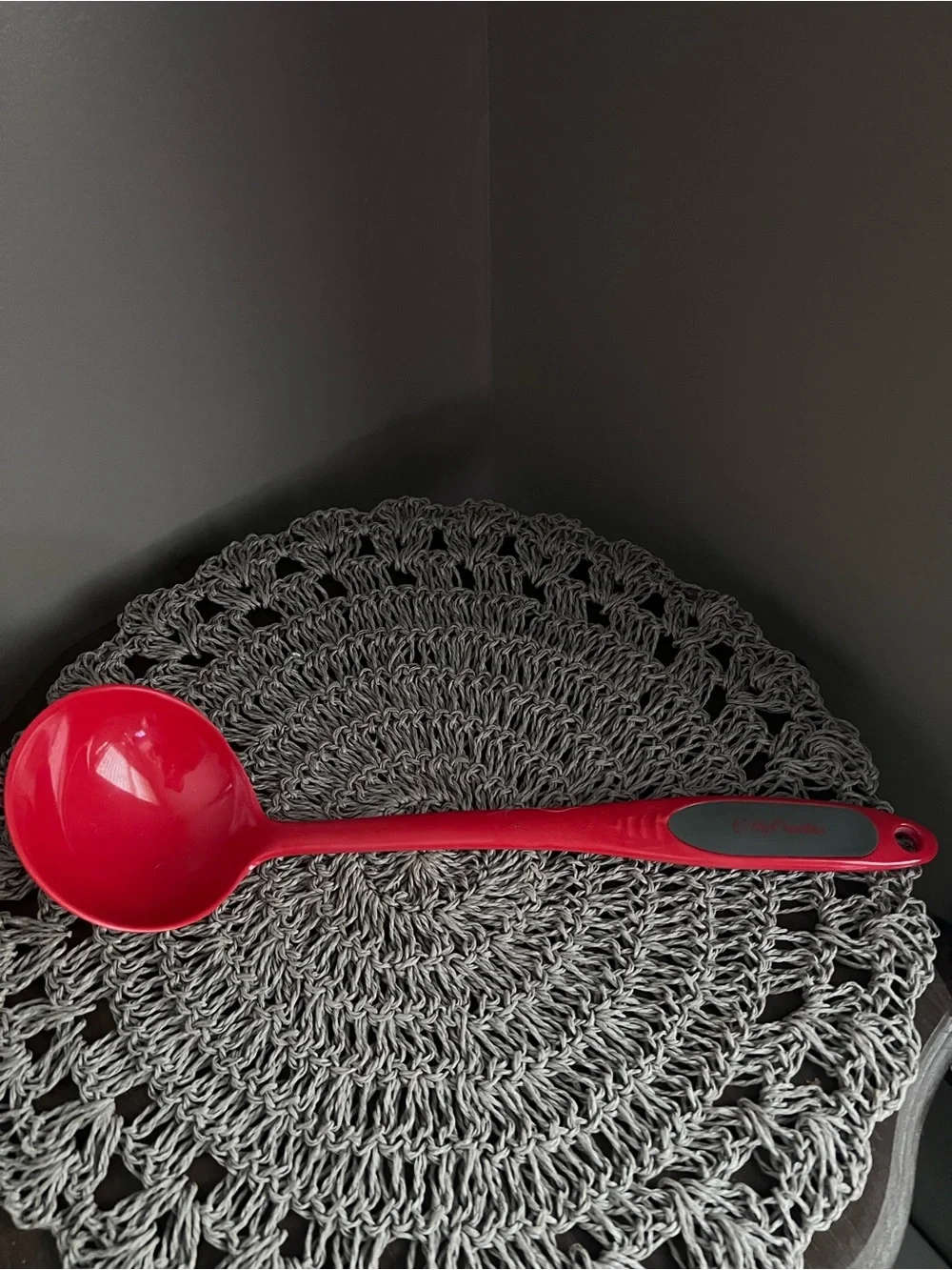Betty Crocker Red melamine Soup Ladle with Gray Grip
